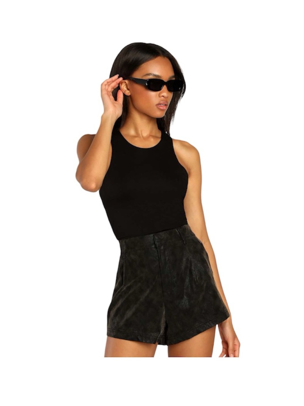 NWT Free People Roma Black Vegan Suede Shorts High Waist Black Size Medium